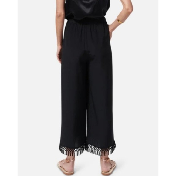 CAMI NYC Linden Pant Black Wide-Leg Pants with Tassel Fringe Silk XS - Picture 2 of 8